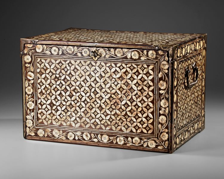 AN INDO-PORTUGUESE INLAID WOODEN CHEST, GOA INDIA, 17TH CENTURY
