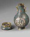 A Chinese cloisonné enamel 'Islamic market' vase and stand