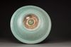 A Chinese moulded Longquan celadon 'twin fish' dish