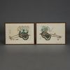A PAIR OF JAPANESE FLOWER CART WOODBLOCK PRINTS, CIRCA 1950