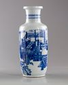 A CHINESE BLUE AND WHITE ROULEAU VASE