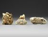 A GROUP OF THREE JAPANESE IVORY NETSUKES, 20TH CENTURY