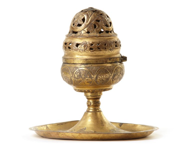 AN OTTOMAN GILT COPPER (TOMBAK) INCENSE BURNER (BUHURDAN), 18TH CENTURY