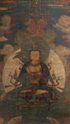 A LARGE CHINESE SILK PAINTING DEPICTING AVALOKITESVARA, MING DYNASTY (1368-1644)