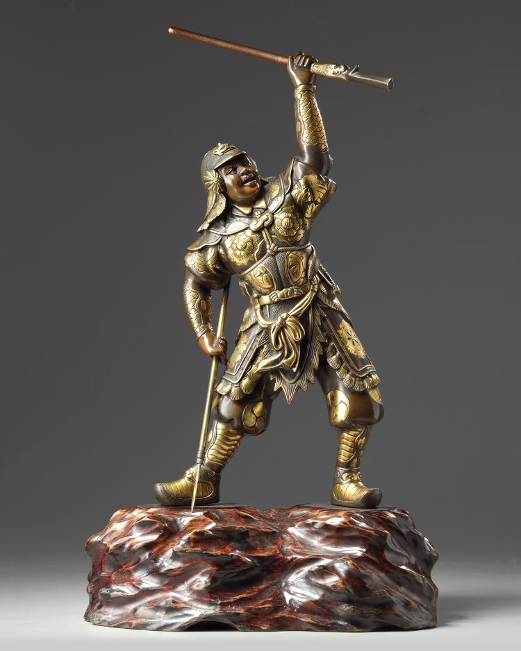 A Japanese bronze figure of a Samurai