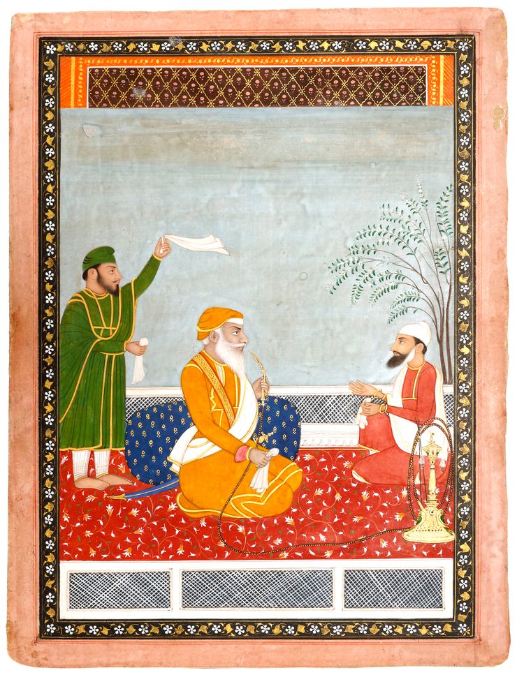 A PORTRAIT OF DEWAN MOKHAM CHAND SMOKING A HOOKAH, KANGRA, NORTH INDIA, 19TH CENTURY