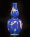 A Chinese blue ground double-gourd vase