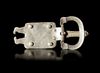 A MEROVINGIAN SILVER GILT SQUARE BELT BUCKLE WITH GARNETS,  6TH-7TH CENTURY AD