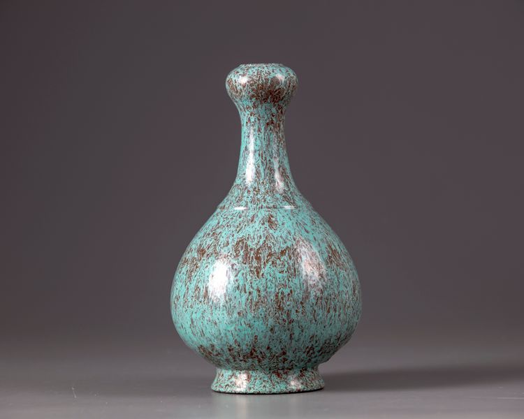A Chinese robin's-egg-glazed garlic-head vase