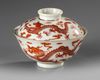 A CHINESE IRON RED DRAGON BOWL AND COVER, EARLY 20TH CENTURY