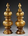 A PAIR OF LARGE OTTOMAN TOMBAK ALAM FINIALS, TURKEY, 18TH CENTURY