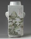A Chinese Qianjiang-style enamelled square-section cong vase