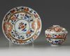 A JAPANESE IMARI TEACUP WITH COVER AND SAUCER, 17TH CENTURY