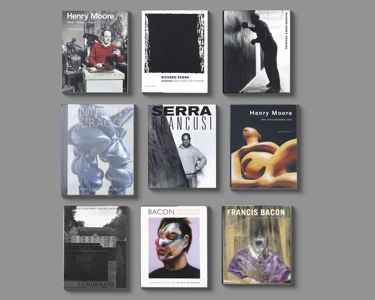 A COLLECTION OF NINE ART BOOKS ABOUT HENRY MOORE, RICHARD SERRA, FRANCIS BACON AND OTHERS