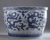 A massive Chinese blue and white 'nine dragons' jardiniere