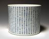 A CHINESE BLUE AND WHITE THOUSAND CHARACTER BRUSH POT, CHINA, 19TH-20TH CENTURY