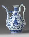 A Chinese Ming-style blue and white ewer and cover