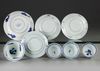 FOUR CHINESE BLUE AND WHITE 'CUCKOO IN THE HOUSE' CUPS AND SAUCERS, 18TH CENTURY
