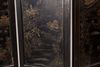 A Chinese precious objects-inlaid black lacquer carved wood six-fold screen
