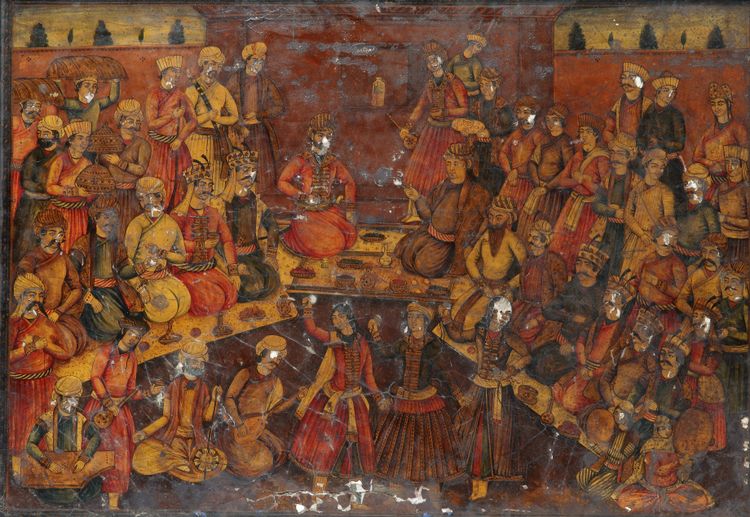 Painting depicting the Banquet with musicians and dancers