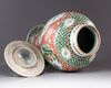 A Large Chinese famille verte vase with cover