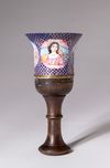 A QAJAR POLYCHROME ENAMELLED GHALIAN CUP, PERSIA, 19TH CENTURY