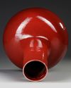 A LARGE CHINESE RED GLAZED BOTTLE VASE, 19TH-20TH CENTURY