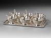 A TEASET ON A SILVER TRAY, 20TH CENTURY