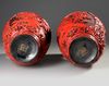 A PAIR OF CHINESE CARVED CINNABAR VASES, 19TH-20TH CENTURY