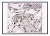 A print in a frame of the interior of the cockpit of a Boeing 747