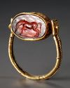 A GREEK GOLD RING WITH GARNET INTAGLIO, HELLENISTIC PERIOD, CIRCA 3RD CENTURY B.C.