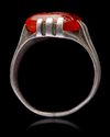 AN AGATE SEAL SILVER RING