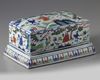 A Chinese wucai 'figural' box and cover