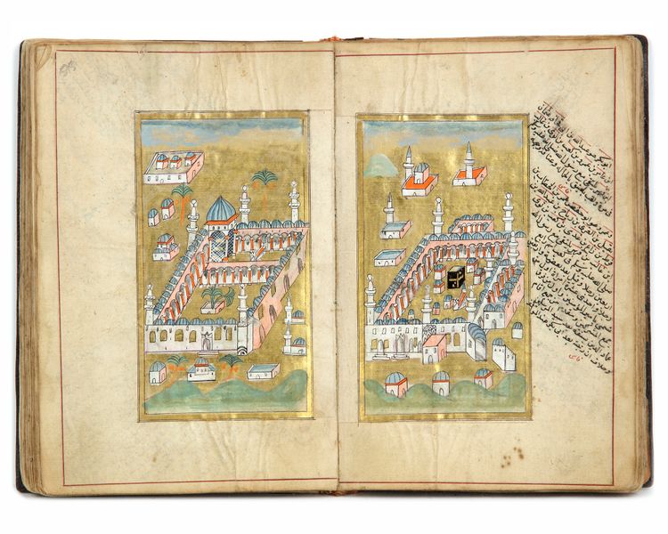 AN ILLUMINATED COLLECTION OF PRAYERS, INCLUDING DALA’IL AL-KHAYRAT, SIGNED BY DARWISH AL -HAJI ALI BEN AL HAJI HUSEIN 1158 AH /1745 AD