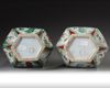 A pair of Chinese famille verte hexagonal bottle vases