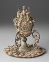 A FINE OTTOMAN PARCEL-GILT ENAMELLED SILVER FILIGREE CENSER, 18TH CENTURY