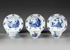 THREE CHINESE BLUE AND WHITE CUPS AND SAUCERS, KANGXI PERIOD (1662-1722)