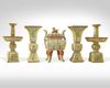 A MASSIVE CHINESE YELLOW-GROUND FAMILLE ROSE FIVE-PIECE ALTAR SET