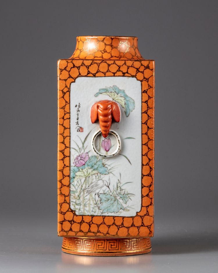 A Chinese  famille rose cong vase