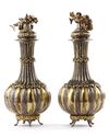 A PAIR OF GILT SILVER VASES WITH COVERS, TURKEY, 19TH CENTURY