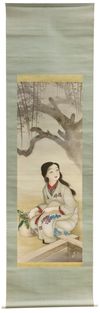 A JAPANESE SCROLL DEPICTING A YOUNG LADY, 19TH CENTURY