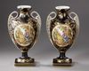 A PAIR OF BLACK PORCELAIN VASES, NAPOLEON III PERIOD, LATE 19TH CENTURY