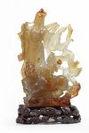 A Chinese agate Guanyin group