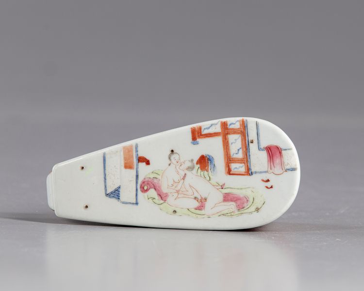 A  gilt Chinese porcelain shoe