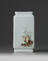 A Chinese famille rose ‘bamboo and orchid’ rectangular-section vase