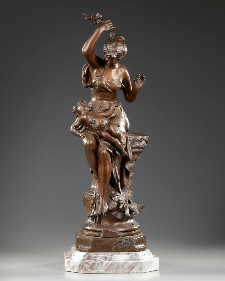 A BRONZE STATUE, AUGUSTE DEWEVER, LATE 19TH CENTURY