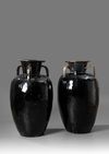 A LARGE PAIR OF CHINESE EARTHENWARE VESSELS, 19TH CENTURY