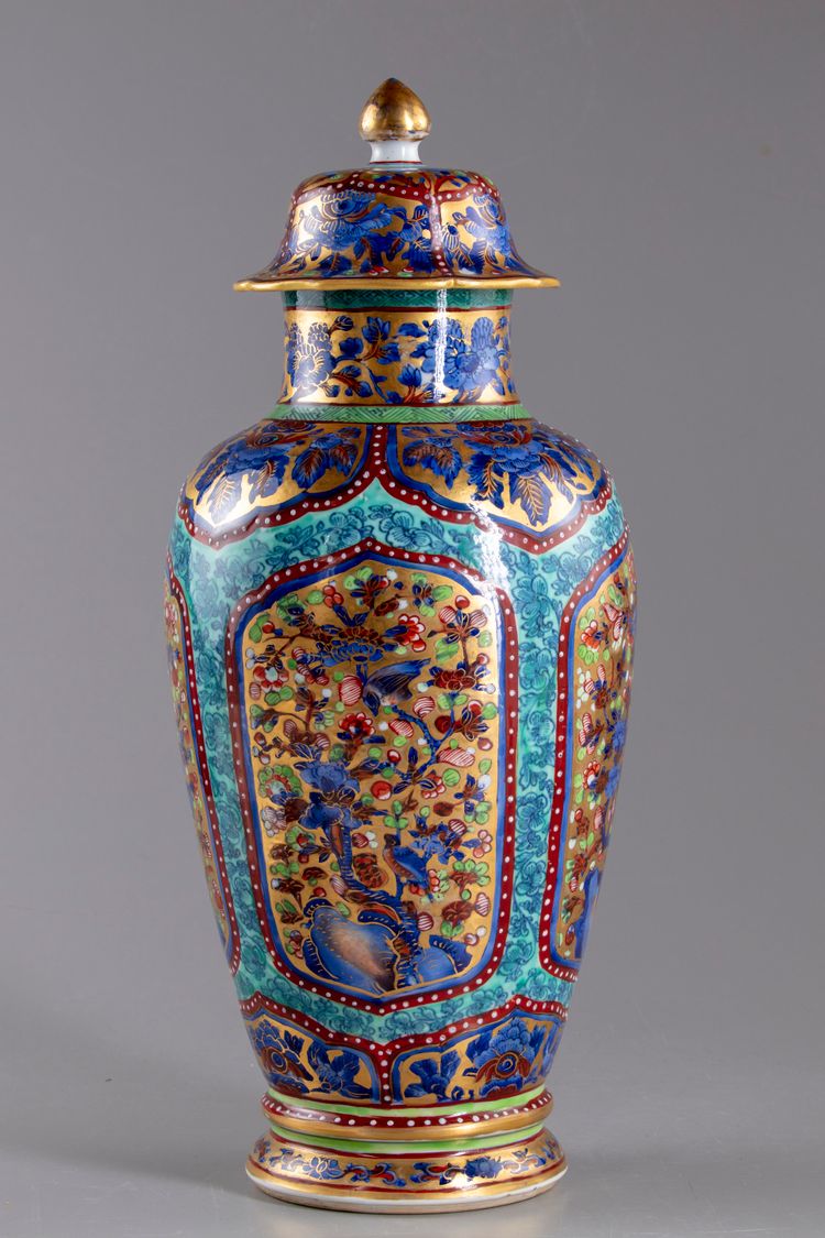 A later-enamelled Chinese blue and white vase and cover