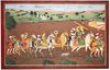 AN EQUESTRIAN PORTRAIT OF GURU GOBIND SINGH AND THE CHAR SAHIBZADAY (FOUR SONS), PUNJAB HILLS, MOST PROBABLY KANGRA, SECOND HALF 19TH CENTURY