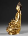A TIBETAN MEDICINE BUDDHA (BHAISAJYAGURU) GILT BRONZE STATUE,  19TH CENTURY